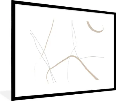 Produktbild von MuchoWow® Gerahmtes Poster Abstrakt - Minimalismus - Linienkunst 80x60 cm - Poster mit Schwarzem Bilderrahmen Wandposter Rahmen Foto Bilder - Schlafzimmer-Dekorationen - Fotoposter