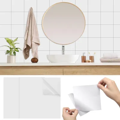 Immagine prodotto di Adesivi per piastrelle 15x15 cm - 48 pezzi - Impermeabili - Autoadesivi - Per bagno/cucina - Monocromatici