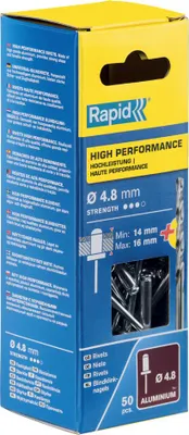 Image de Rapid Tools 5000391 Rivet aveugle universel Rapid, 4,8 x 20 mm, en aluminium