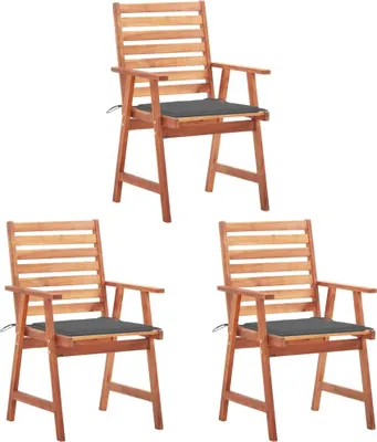 Produktbild von The Living Store Garten-Essstühle 3 Stk. mit Kissen Massivholz Akazie