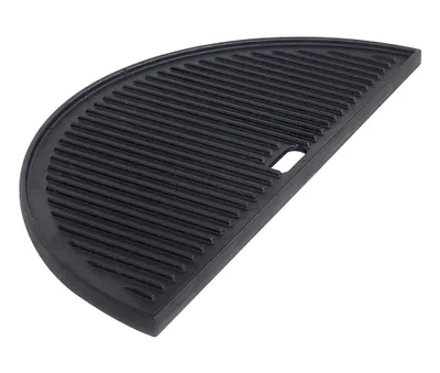 Produktbild von Gusseisen Grillplatte Halbmond, 44,5 cm, für 21-Zoll Kamado Grill, Schwarz, Gerillt