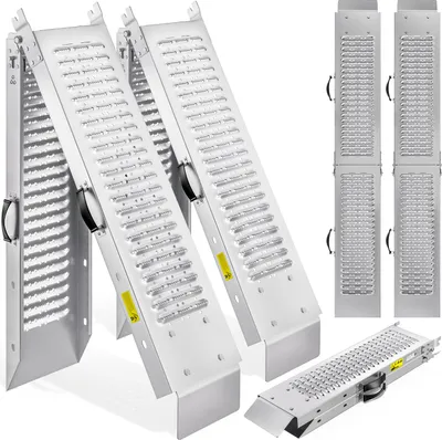 Produktbild von MONZANA® 2X Auffahrrampe 400kg (je 200kg) klappbar Laderampe verzinkter Stahl rutschfeste Oberfläche Auffahrschiene Verladerampe PKW Verladeschiene