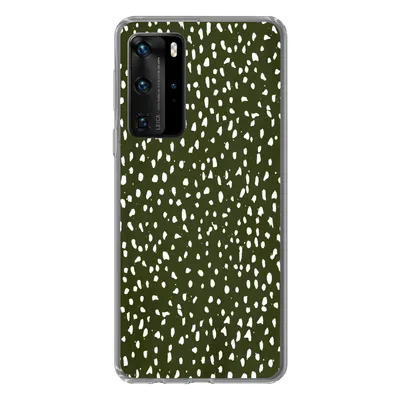 Produktbild von MuchoWow® Handyhülle Schutzhülle Hülle für Huawei P40 Pro Polka dots - Weiß - Schwarz Silikon Softcase Handy Hülle - Schutz