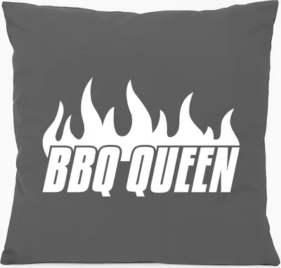 Produktbild von Huuraa Kissen BBQ Queen Flammen 40x40cm mit Füllung Steel Grey Baumwolle Dekokissen Geschenkidee