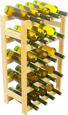 Zdjęcie produktu dla STOLMAK Drewniany Regał Na Wino na 20 Butelek 44x70x25 cm Naturalne Drewno Stojak Na Wino Do Kuchni Piwnicy Salonu
