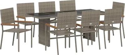 Produktbild von vidaXL Garten Essgruppe 9 pcs Grau Poly-Rattan