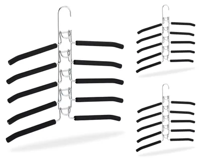 Platzsparende Kleiderbügel 3er-Set, Silber/Schwarz, 5-in-1