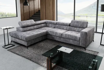 Produktbild von Ecksofa Palermo L-Form links mit Schlaffunktion Bettkasten 267 cm Lieferung bis in die Wohnung Wohnzimmer (Farbe: Sally 09 - grau)