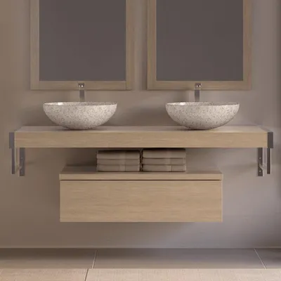 Image de Plan 150 cm en bois aspect lamellé collé recoupable + fixation