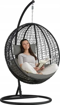 Obrázek produktu pro Závěsné zahradní křeslo Cocoon černé s polštáři a rámem LAZYHOME