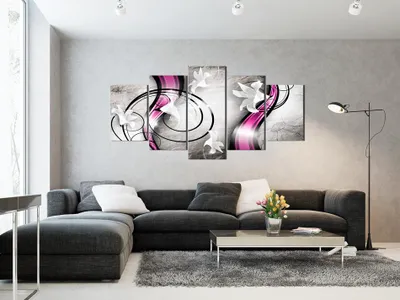 Produktbild von Akustikbild Blumen Abstrakt 200x100 cm Bilder Akustikschaum Hochleistungsschallabsorber Schallschutz Leinwand 5 tlg Wandbild Raumakustik Schalldämmung 020101-265
