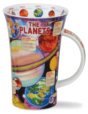 Tasse 0,5 L Planeten-Motiv Feinknochenporzellan handgefertigt