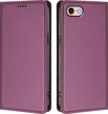 Image de Étui en cuir pour iPhone 8/7/6s/6/iPhone SE 2022/2020, étui à rabat magnétique en cuirPolyuréthaneavec support, violet