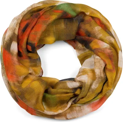 Produktbild von styleBREAKER Damen Loop Schal mit abstraktem Pinselstrich Muster, Schlauchschal mehrfarbig bunt, Tuch 01017130