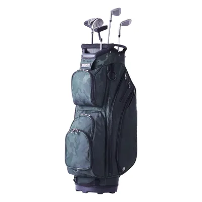 Image de Sac pour chariot de golf VEVOR avec 14 séparations d'organisation en haut, 91,4 cm (36 pouces) 11 poches, sac pour chariot en nylon de première qualité, sacs de golf durables avec poignées, housse anti-poussière et sangles amovibles pour hommes et femmes, vert armée