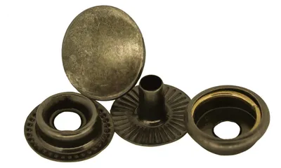 200 Stk Druckknopf Set rund Ring-Feder Verschlüsse Schnappknopf Metall 12,5mm altmessing