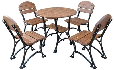 Immagine prodotto di Casa Padrino Set di mobili da giardino in stile liberty marrone/nero - 1 tavolo da giardino e 4 sedie da giardino - Mobili da giardino per la ristorazione