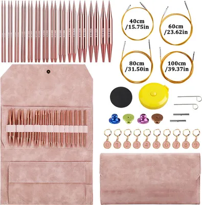 Immagine prodotto di INF Set di 13 paia di ferri circolari intercambiabili (3,0-10,0 mm) Rosa