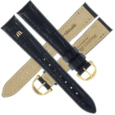 Produktbild von Maurice Lacroix Ersatzband Damen 14 mm Kroko-Optik schwarz Schließe goldfarben