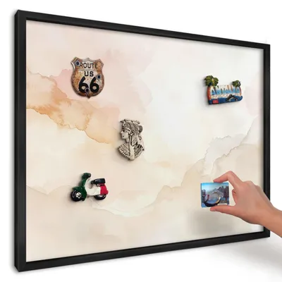 Produktbild von Magnettafel 70x50 cm mit schwarzem Rahmen - Magnetische Metalltafel, Magnetpinnwand zur Wandmontage für Wohnzimmer, Küche, Flur, Kinderzimmer und Büro - Pastellfrieden