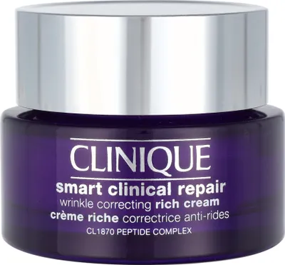 Produktbild von Clinique Smart Clinical Repair Rich, Frauen, 50 ml, Creme, trockene Haut, normale Haut, Empflindliche Haut, Sehr trockene Haut, Feuchtigkeitsspendend, Anti-Falten, Verstärkung, Nährend, Reparatur, Aufpolsterung, Topf