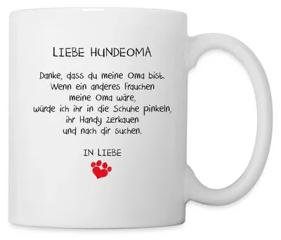 Produktbild von Spreadshirt Liebe Hundeoma Spruch Tasse, One size, Weiß