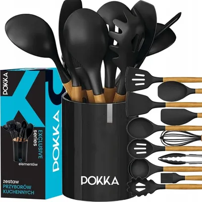 Obrázok produktu pre Kuchynské náčinie Silikónové kuchynské doplnky Set čierny 12 kusov