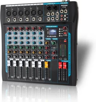 Immagine prodotto di Mixer audio - Pannello di controllo a 6 canali - Mixer per DJ - Mixer audio - Console di missaggio - 16 effetti DSP - USB/Bluetooth