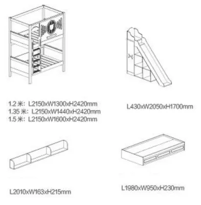 Produktbild von Holz Etagenbett Doppelstockbett Hochbett Stockbett Kinderbett mit Rutsche