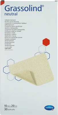 Produktbild von GRASSOLIND Salbenkompressen steril 10X20CM, 30 St KOM