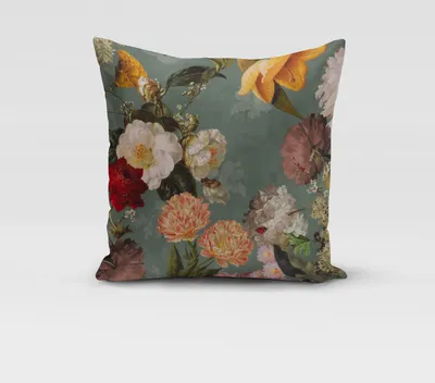 Produktbild von SCHÖNER LEBEN. Kissenhülle Samt Vintage Rosen Blumen mint Größe 80x80cm (HxB) 80x80cm (HxB) Größe