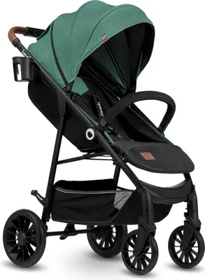 A green and black Lionelo Zoey Buggy Kinderbuggy Kinderwagen with a liegeposition and Kindersportwagen.
