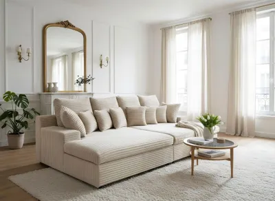 Produktbild von Bigsofa Couchgarnitur AROSA Megasofa in Stoff Tilia Beige