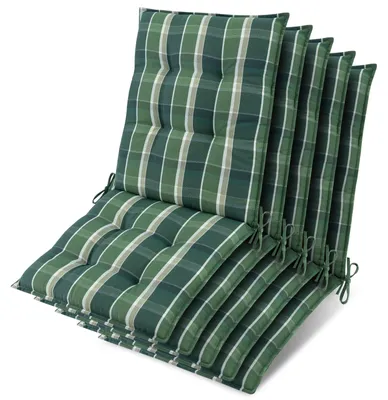 Image de Lot de 5 coussins Beautissu Sun-NL pour dossier de chaise, 105 x 50 x 8 cm, vert à carreaux