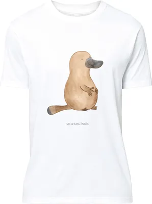 Produktbild von Mr. & Mrs. Panda T-Shirt Schnabeltier Mut - Weiß - Geschenk, Shirt, S, Training, Büro, Weltreise, Neustart, Meer, Rundhals, Arbeit, Lustiges, Tshirt