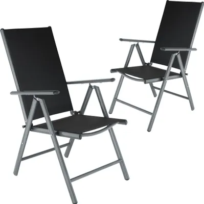 Produktbild von Tectake, Gartenstuhl Marilena, 2er Set, klappbar, 7-fach verstellbar, Alu, Textilene, Anthrazit, 110 kg, 0.67x0.56x1.05 m