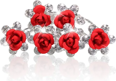 Produktbild von Blumen Haarnadeln Blüte Rose Hochzeit Braut Haarschmuck Brautschmuck Haarpin  6er Set