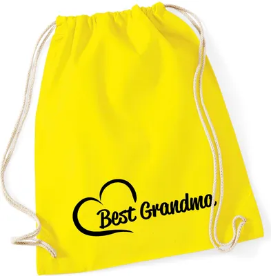 Produktbild von Huuraa Turnbeutel Best Grandma Heart 12 Liter Yellow Baumwolle Rucksack Geschenkidee