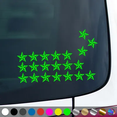 Produktbild von PantherPixel Sterne Set Aufkleber Aufkleberset Nautischer Stern Sticker Auto Geschenkidee Farbe Neon-Grün
