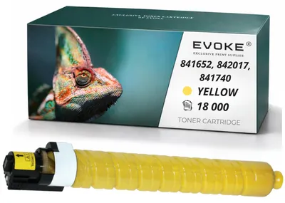Obrázok produktu pre Kompatibilná tonerkartuša Evoke pre tlačiarne Ricoh MPC-3002, 3502Y, kompatibilná s modelmi 841652, 842017, 841740, žltá, výtlačnosť 18 000 strán, kompatibilná s modelmi Aficio MP C3002, C3502