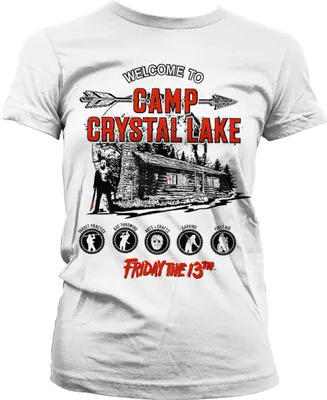 Productafbeelding van Vrijdag de 13e Damen T-shirt: Camp Crystal Lake (wit), maat XXL