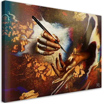 Produktbild von Leinwandbild Hände aus Gold 60x40 Feeby Gold bild für die wand bereit zum aufhängen