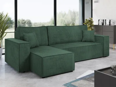 Produktbild von MIRJAN24 Ecksofa Karl Cord mit Bettkasten und Schlaffunktion, Seite universal, Rückenlehne in Form beweglicher Kissen (Farbe: Poso 14)