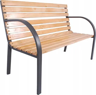 Produktbild von Hölzerner Gartenbank mit Rückenlehne 120x60x80cm Sitzbank Parkbank Stahl