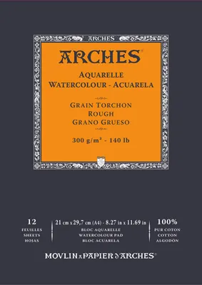 Productafbeelding van Aquarel A1795101, 100% dik, 300 g, gelijmd, A4, 12 vellen, natuurlijk wit, kleur