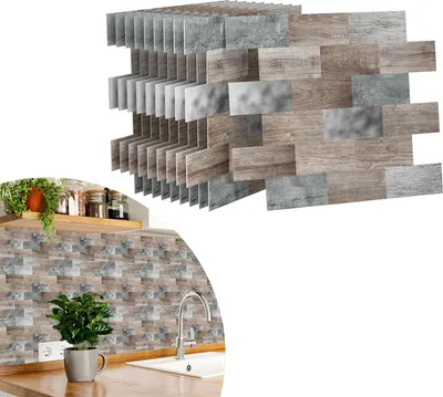 YARDIN Lot De 40 Feuilles D'autocollants Pour Carrelage - Panneaux Muraux 3D - Motif Mosaïque De Marbre