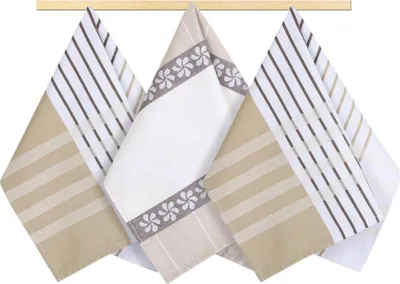 Zdjęcie produktu dla Ściereczka kuchenna 50x70cm w paski beżowe, brązowe, białe