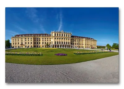 Produktbild von Premium Textil-Leinwand 90x60cm quer Das Schloss Schönbrunn | Wandbild, HD-Bild auf Keilrahmen, Fertigbild auf hochwertigem Vlies, Leinwanddruck von Christa Kramer