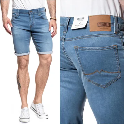 Zdjęcie produktu dla MUSTANG, krótkie spodenki męskie CHICAGO SHORT, krój slim fit, rozmiar w pasie 38, kolor niebieski, krótkie spodnie