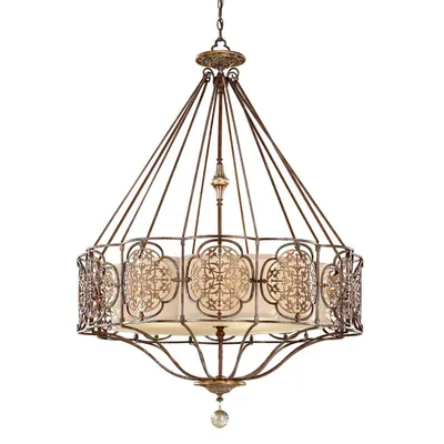 Zdjęcie produktu dla Żyrandol Marcella brytyjski brąz 4xE27x60W metal wym:276,2x81,9x81,9cm IP20 Feiss